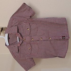 Boys Faded Gear Short-Sleeve Button-Down Shirt,  sz 4T, Red/White/Blue Checked
